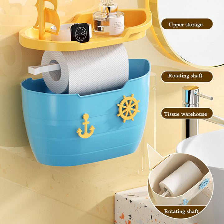 Porta Papel Higiénico Impermeable y Duradero para Baño con Diseño de Barco a Vela, Estilo Moderno
