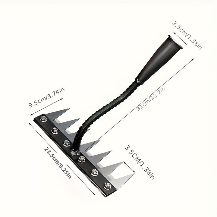 1pc Rastrillo de Jardín Resistente - con Dientes Afilados para Eliminación Eficiente de Malezas, Desbroce y Aeración del Suelo - Construcción Metálica Duradera - Compatible con Mangos Estándar (Mango No Incluido) - Ideal para Jardineros Profesionales, Gr