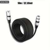 Cable de micrófono XLR de 3 pines KAILYNIA - 6 metros / 19,68 pies y 10 metros / 32,8 pies, cable negro duradero con conectores dorados, ideal para estudio, podcasting, amplificadores, cámaras y altavoces, cable de grabación de estudio | Cable de micrófo