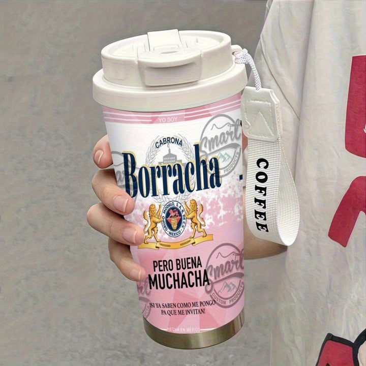 Taza térmica de acero inoxidable de 18 oz (1 pieza) con tapa, doble pared al vacío, antiderrames, con asa, ideal para viajes, reutilizable, regalo perfecto para el Día de la Madre, Día del Padre, graduación y todas las estaciones