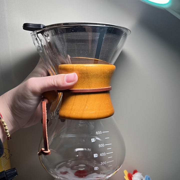 Juego de cafetera de vidrio borosilicato para café de vertido, con filtro de malla de acero inoxidable y papel filtro, para compartir en casa
