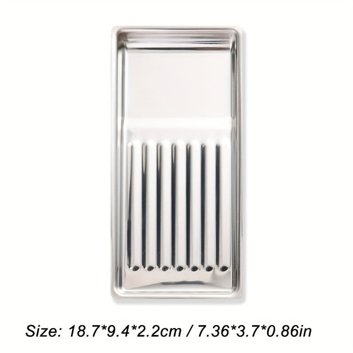 Plato de almacenamiento de desinfección para herramientas de manicura de acero inoxidable cuadrado, adecuado para estudios de tatuaje, salones de uñas DIY BT