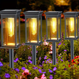 6 piezas de luces solares de tungsteno para césped, iluminación comercial de calles y áreas, luces LED para césped para decoración de atmósfera al aire libre - Adecuadas para villa, jardín, patio, sendero y iluminación de paisaje de patio.