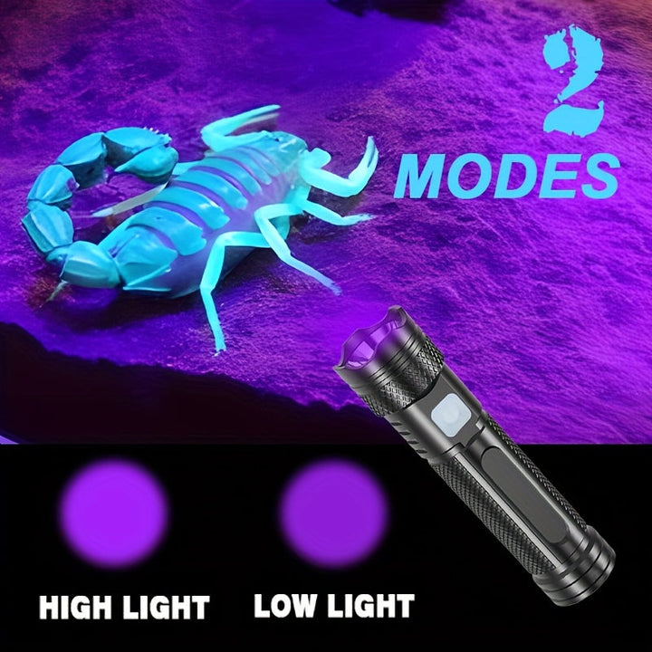 1 pieza, linterna LED de curado de esmalte de uñas, mini linterna portátil negra recargable por USB para cazar escorpiones, inspección de hoteles, detección de artículos de valor, luz suave, ocio y entretenimiento, lámpara de curado de esmalte de uñas