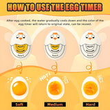 1 pieza de temporizador de huevo Kawaii y soporte de huevo cocido - Divertido gadget de cocina reutilizable sin batería con diseño de dibujos animados lindo, perfecto para huevos cocidos blandos y duros, camping, viajes, regalos de Día de la Madre, gradu