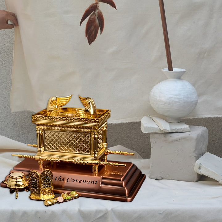 1 Juego, Arca de la Alianza Dorada, Juego de 4 Piezas de Adornos de Estatuas, Decoración Clásica para el Hogar, Estatuas de Decoración Religiosa, Adecuado para Regalos de Decoración de Hogar para Vacaciones