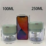 Picadora eléctrica de verduras recargable por USB – Potente procesador de alimentos mini para jengibre, chile, frutas, carne – Capacidad de 250 ml, diseño inalámbrico, plástico duradero, fácil de limpiar, perfecto para batidos y picar ingredientes, batid