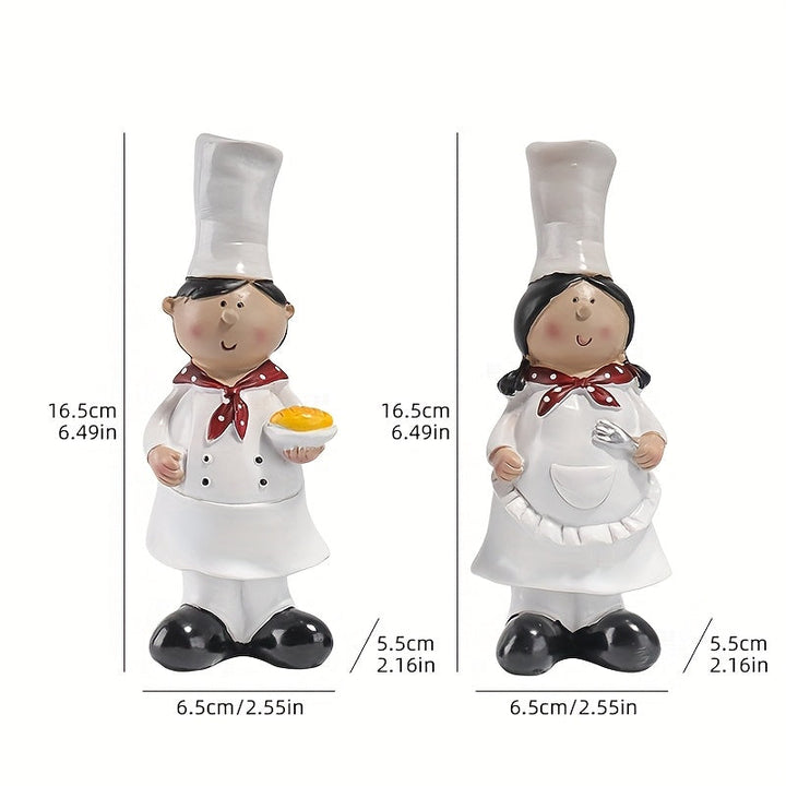 Adorno de pareja de chefs al estilo europeo, hecho de resina, adecuado para la decoración de mesas en cocinas de restaurante, panaderías y cafeterías
