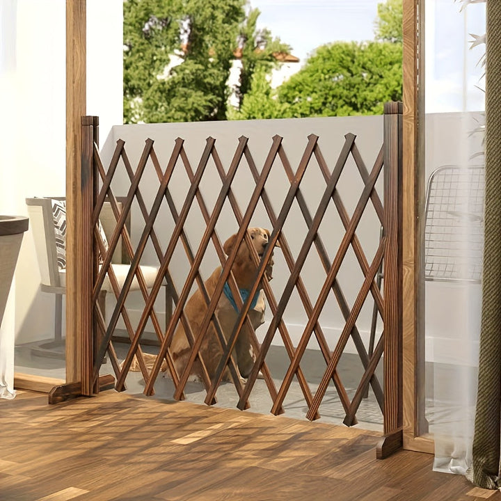 Cerca de Madera Expandable de 200cm, Resistente al Clima, con Diseño de Látice para Plantas Climbadoras, Protección de Jardín y Perros, Cerca Decorative, Enclosura Protective para Perros, Acabado Natural de Madera