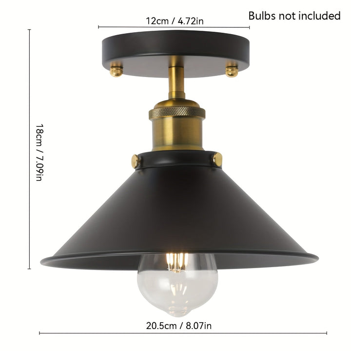Luz de techo semi-inclinada industrial, pantalla de metal negro, excluyendo bombilla, equipo de iluminación para cocina de granja, pasillo de comedor y entrada (1 juego/2 juegos)