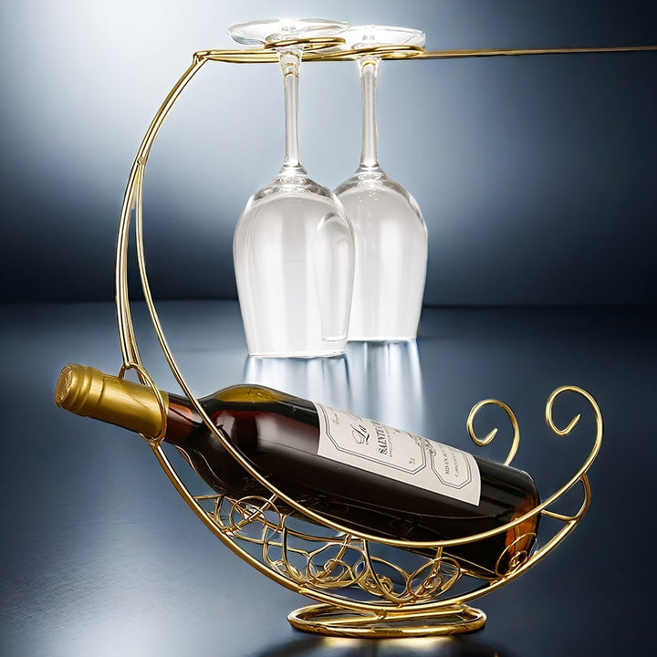 Porta Botellas de Vino de Metal Dorado, Botellero Independiente para Cocina, No Requiere Energía, Almacenamiento de Metal Duradero, Exhibición de Bar en Casa, Decoración de Cocina y Comedor