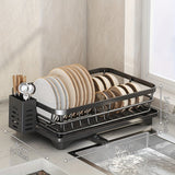 Escurridor de Platos de Una Capa para Encimera, con Tubo de Drenaje Giratorio 360° y Almacenamiento de Utensilios, Ideal para Organización en Cocinas de Solteros o Parejas