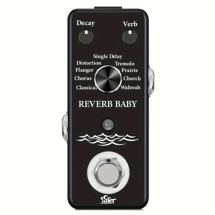 Pedal de reverberación para guitarra alimentado por USB con múltiples modos de reverberación, procesamiento de señales digitales y botones ajustables - Procesador de efectos de guitarra compacto y negro para actuaciones en vivo, efectos de pedales de gui