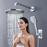 Juego de Ducha Lluvia de 9 Pulgadas - Cabezal de Ducha Grande con Aumento de Presión, Combo de Ducha Portátil y Boquilla Rociadora, Accesorios para Baño, Set de Baño Plateado