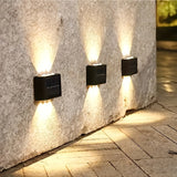 6 luces solares de pared LED - Iluminación exterior para jardín y villa, IP44, batería, montaje semienterrado con sombra de acrílico, no se requiere cableado, perfecto para patio, pasillo y camino, luz solar de pared exterior, iluminación de patio, ilumi