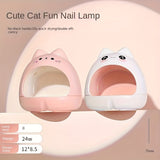 Mini Secador de Uñas LED 24W - Lámpara Portátil para Gel con Temporizador de 60s, Alimentación USB y Sin Luz Negra, Diseño Adorable de Gato para Manos y Pies (Rosa Brillante/Blanco)