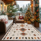 1 pieza de Alfombra Grande para Jardín al Aire Libre Estilo Marroquí Otoño Navideña Nueva de 850g/Grosor 0.8cm, Alfombra de Terciopelo Cristal Lavable en Máquina para Acampar en RV, Alfombra Persa Suave de Poliéster para Pasillo Sala Solárium y Suelos de