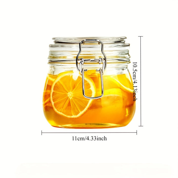Juego de 2/4 Tarros Herméticos de Vidrio de 16 Onzas con Tapas de Cierre, Contenedores Sellados Transparentes para Alimentos, Organización del Despensa, Productos Secos, Snacks, Café, Té, Encurtidos, Azúcar, Harina - Multiusos, Antifugas, Libres de BPA