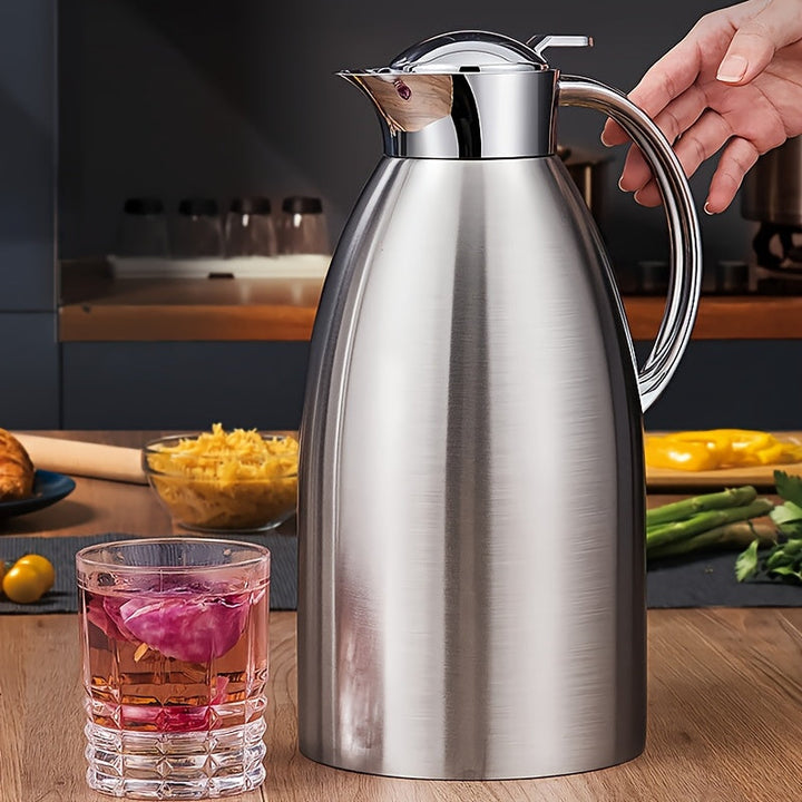 Botella Aislada de Acero Inoxidable de 3L/101.44 Onzas - Jarrón de Agua Aislado al Vacío con Cierre de Botón de Pulsar Fácil, Cafetera Térmica de Pared Doble, Adecuado para Bebidas Calientes y Frías, Té - Uso Versátil