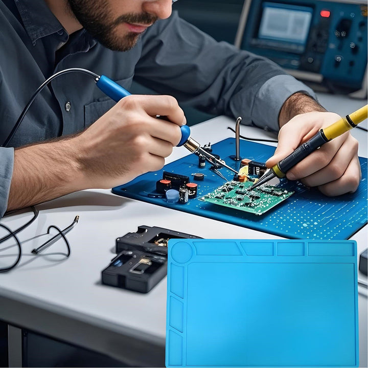 1 Alfombrilla Antideslizante para Reparación de Placas Circuito, Resistente al Calor y Antideslizante, Adecuada para Teléfonos Móviles, Portátiles y Mantenimiento de Cámaras, Herramienta Esencial para Talleres de Reparación, Banco de Trabajo con Soldador