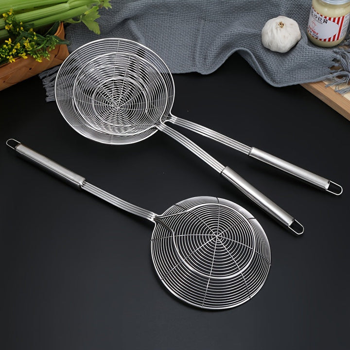 1 Pieza, Colador De Acero Inoxidable, Cuchara De Alambre Con Mango, Colador De Araña De Cocina, Cuchara De Espumadera Para El Hogar, Para Freír, Herramienta De Cocina Para Alimentos Fritos, Utensilios De Cocina, Accesorios De Cocina