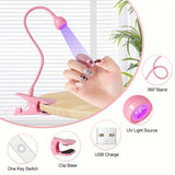 Lámpara de uñas LED alimentada por USB con cuello de ganso flexible - Secador de uñas de luz negra de curado rápido para manicuras y pedicuras, diseño portátil, no necesita batería, herramienta de pedicura | Lámpara de cuello flexible | Luz de curado, uñ