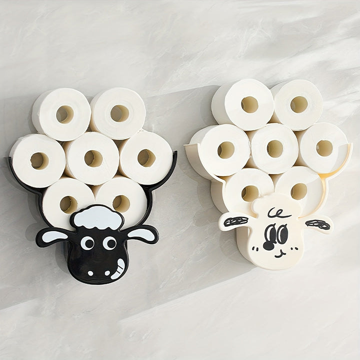 1 Unidad de Soporte de Rollo de Papel Higiénico de Plástico en Forma de Animal para Montaje en Pared, Estantería de Almacenamiento Multifuncional para Baño y Sala de Estar, Decoraciones de Halloween y Navidad