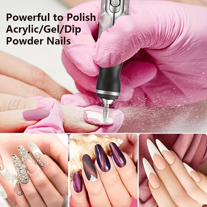 Juego de esmalte de uñas recargable por USB con 18 cabezales de pulido, herramienta de manicura y pedicura eléctrica portátil, incluye lima de uñas y empujador, esencial para el salón de belleza en casa, regalo de cuidado de uñas de 4 velocidades, ideal