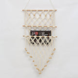 1pc Estilo Nórdico Tejido a Mano de Algodón Macramé Estantería para Pared, Longitud Ajustable, 100% Red de Cuerda de Algodón Almacenamiento para Libros, Muñecas, Decoración Europea para Dormitorio, Estudio, Patio - Sin Necesidad de Electricidad