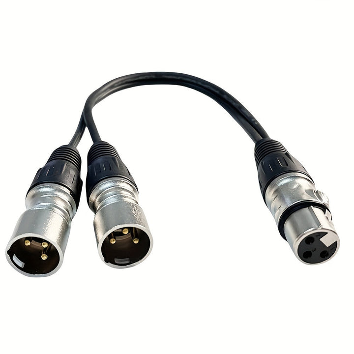 1pc Adaptador de cable de interfaz de audio profesional de 1 a 2, conexión XLR macho y hembra de tres núcleos, compatible con PC, consolas de mezcla, micrófonos, altavoces, amplificadores, controladores de iluminación de escenario - Negro, alimentación c