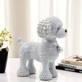 1pc Estatua de decoración de mesa para perros con cuentas de plata de resina contemporánea, para sala de estar, dormitorio, estantería, Pascua, Día del Padre, Día de la Madre, Día de San Valentín, con regalos navideños, regalos de apertura.