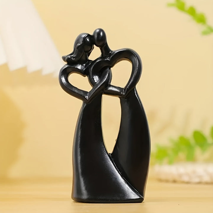 Figura Romántica de Pareja Corazón a Corazón - Decoración de Amor de Resina para el Hogar y la Oficina, Perfecta para Estantería, Sala de Estar o Entrada
