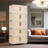 Organizador de almacenamiento plegable multifuncional de 3/4/5/6 capas con ruedas, diseño de puerta doble magnética – Ideal para ropa, juguetes, libros y más – Perfecto para sala de estar, dormitorio o oficina – Acceso universal a ruedas de 360°