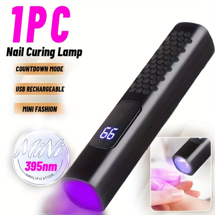 1 pieza, Secador de uñas mini LED, linterna portátil para secado rápido de esmalte de uñas, uso en hogar y hotel, modo de conteo, recargable por USB, material plástico, batería, lámpara de curado de uñas | temporizador de conteo | batería recargable, sec