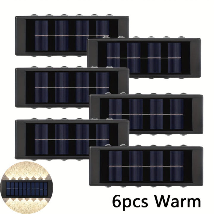 Juego de 6, 8 o 10 luces solares para pared con 12 LED, ideal para jardín, exterior, patio y garaje
