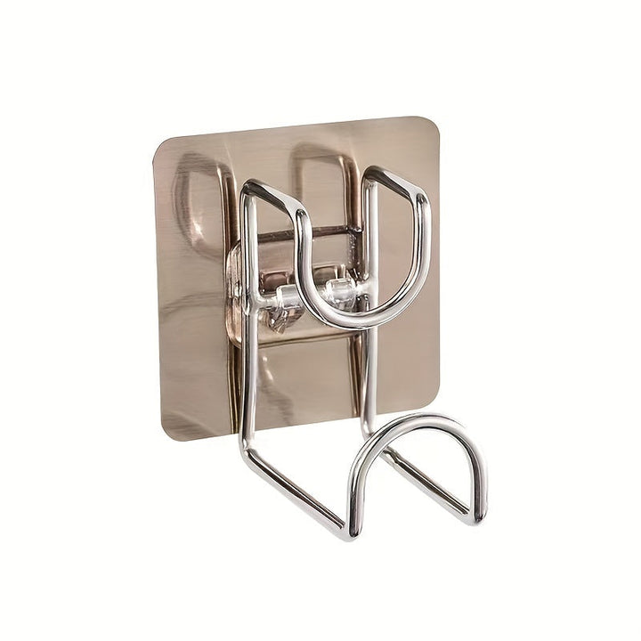 1pc Soporte de Lavabo Metálico Montado en la Pared Moderno, Estilo Casual Sin Taladro, Estante de Almacenamiento con Ganchos de Acero Inoxidable de Fácil Instalación para Organización de Baño, Organizadores y Almacenamiento de Baño, Ganchos de Utilidad