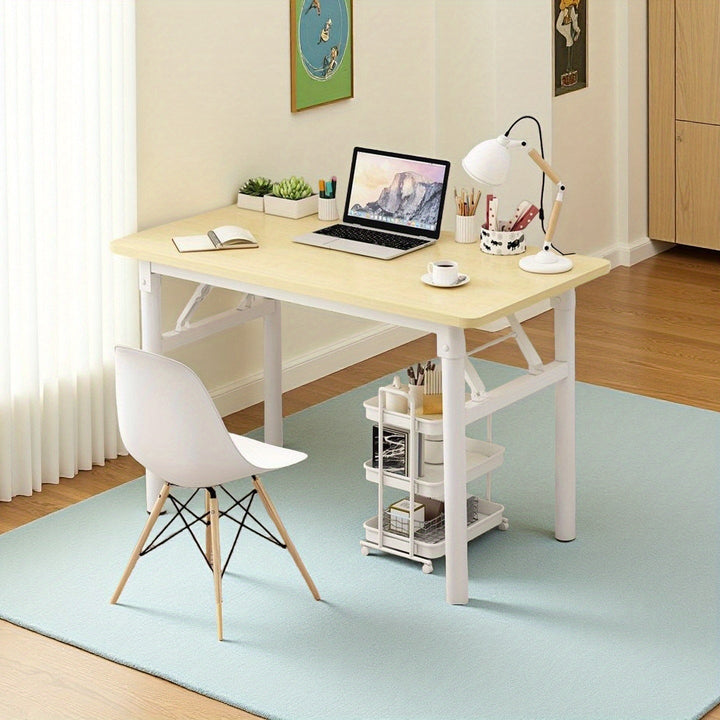 Mesa plegable blanca - Diseñada compactamente para hogar, oficina, dormitorios y espacios pequeños. Incluye marco con sillas, adecuado para todas las estaciones.