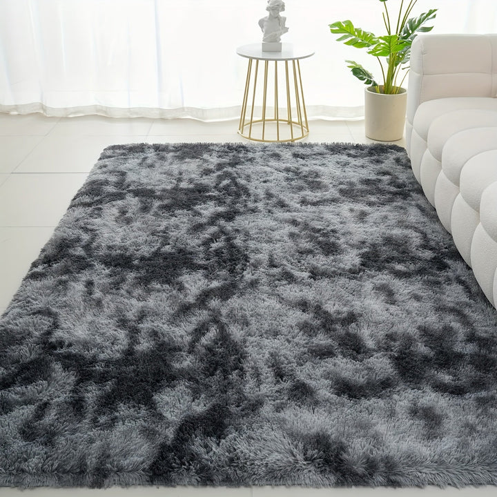 1 Pieza, Alfombra Moderna De Pelo Largo En Gris Oscuro, Suave Y Cómoda, Hecha De Poliéster, Fácil De Cuidar Y Limpiar En Seco, Ideal Para Dormitorio, Sala De Estar Y Estudio, Disponible En Varios Tamaños