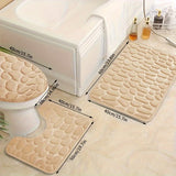 3 piezas Conjunto de alfombras de baño de patrón geométrico, Antideslizante, Tejido de punto, Hecho a máquina Alfombras de baño de poliéster, Esponja suave absorbente, Kit de alfombra de baño cómodo con alfombrilla de inodoro, solo para lavado a mano