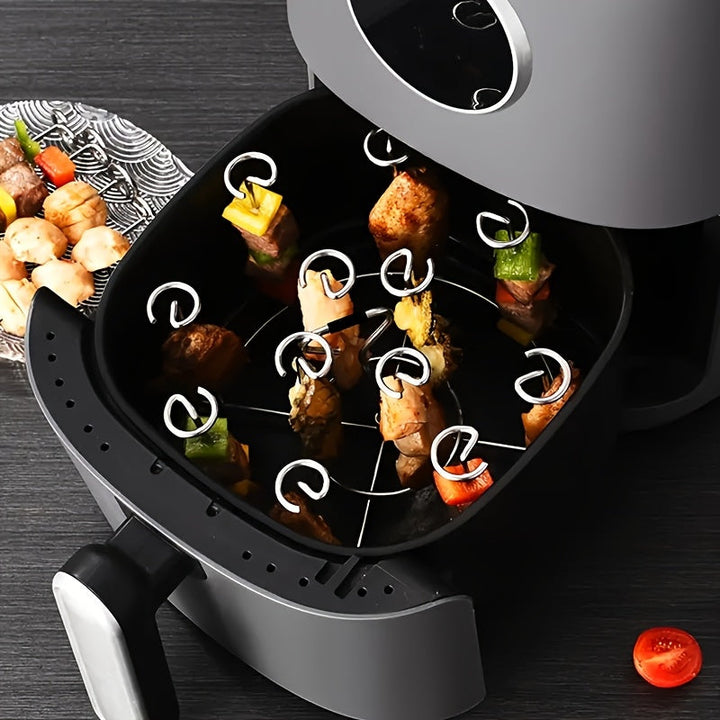 Soporte vertical para parrilla de acero inoxidable 304 con 12 pinchos - Ideal para barbacoa, freidora de aire y uso en la cocina, perfecto para carnes y verduras, duradero y fácil de limpiar, freidora de aire con parrilla