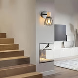 2 Piezas de Apliques Industriales Modernos - Jaula Metálica Negra, Iluminación Semi-Encastrada/Montaje Empotrado para Sala, Dormitorio, Oficina, Cafetería - Compatible con Bombillas E26/E27 (Bombillas No Incluidas) - Ideal para Hogar, Hotel, Espacios Com