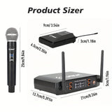 Sistema de micrófono inalámbrico profesional LBMGM, equipado con 2 micrófonos de mano y 2 packs de cinturón (con 1 auricular y 1 micrófono de solapa), adecuado para canto al aire libre, conferencias, pequeñas actuaciones y otros escenarios.