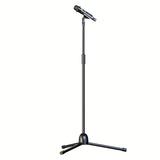 Soporte de micrófono ajustable profesional con sujeción de pinza - Soporte trípode de hierro duradero para transmisión en vivo, grabación, canto, actuaciones en escena - Uso interior/exterior, pies de goma antideslizantes, portátil y resistente, equipo d