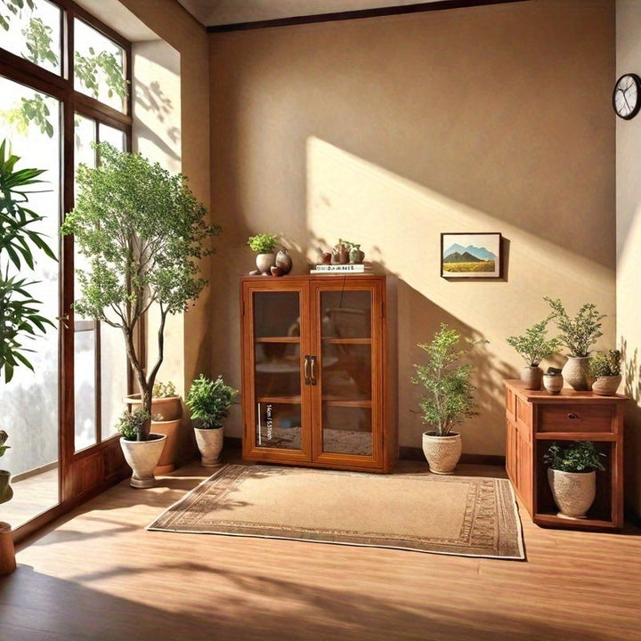 Armario de Almacenamiento Retro de Madera con 22 Escenas y Tapa Abatible – Organizador Multifuncional para Cosméticos, Accesorios y Suministros de Oficina, Ideal para Dormitorio, Baño y Espacio de Trabajo, Incluye Película Protectora Transparente