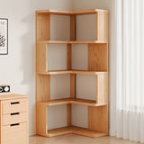 Estante de esquina de varios niveles - Madera, fácil montaje, beige claro, ideal para decoración del hogar y la oficina, solución de almacenamiento para el salón, almacenamiento de libros | Estante moderno | Construcción de madera, esquina del estante
