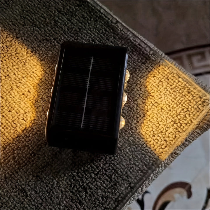 6 luces solares de pared LED - Iluminación exterior para jardín y villa, IP44, batería, montaje semienterrado con sombra de acrílico, no se requiere cableado, perfecto para patio, pasillo y camino, luz solar de pared exterior, iluminación de patio, ilumi