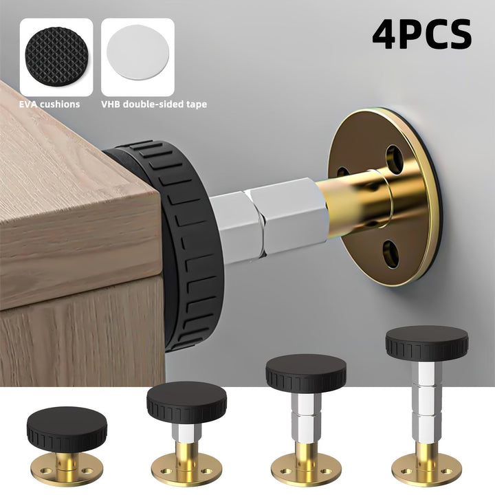 Juego de 4 Herramientas Ajustables Anti-Vibración para Estructura de Cama - Topes de Cabecero y Fijadores para Camas, Armarios, Sofás - Construcción Duradera de Plástico y Metal