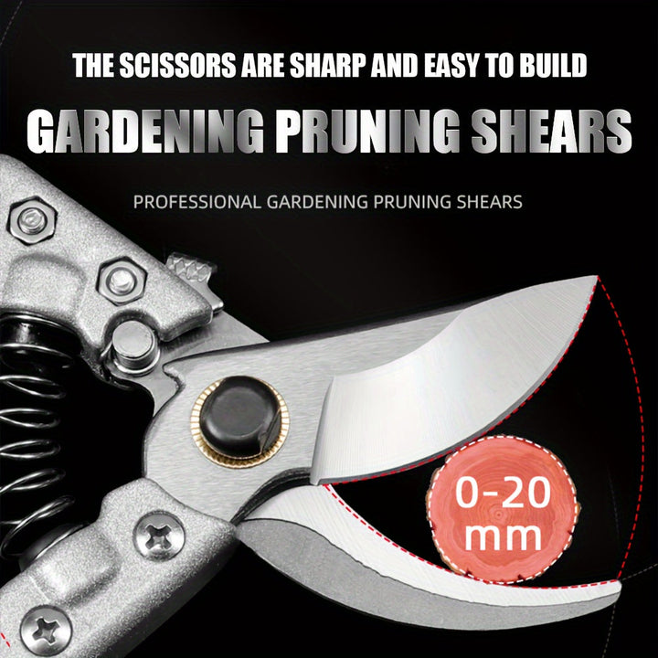 Tenazas de Poda Profesionales para Jardín - Cuchillas Afiladas de Acero al Carbono, Mangos Rojos Ergonómicos y Mecanismo con Resorte para un Recorte Suave - Tijeras Manuales de Alta Resistencia para Árboles Frutales, Arbustos, Setos, Rosas, Herramienta M