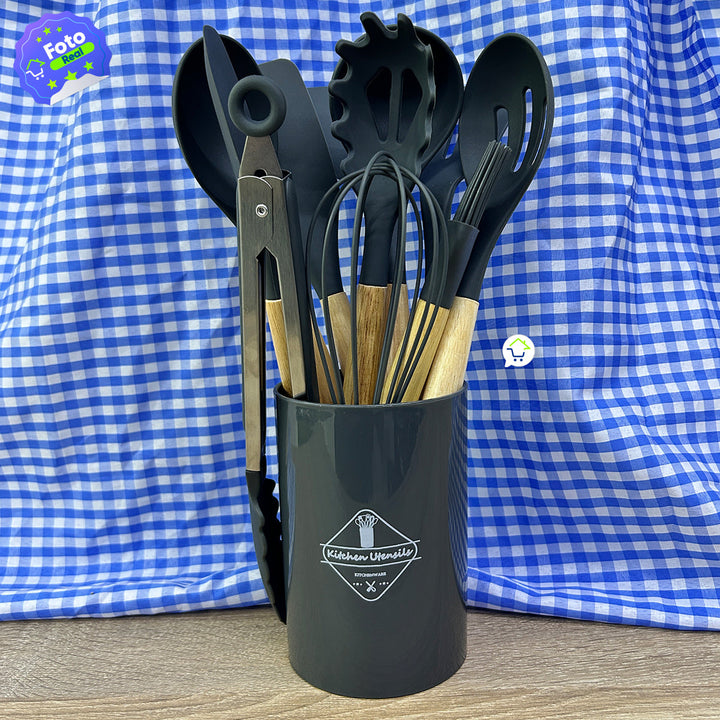 Set Utensilios x11 De Silicona Resistente Cocina LO8-4