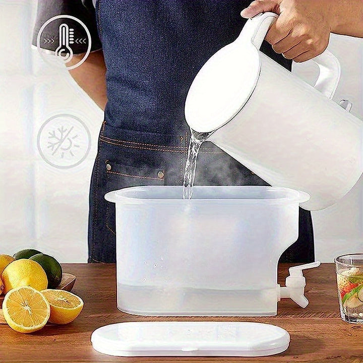 Dispensador de Bebidas de Plástico de Gran Capacidad con Grifo - Hervidor Frío Compatible con Nevera para Té Helado, Limonada, Infusiones de Frutas - Esencial Duradero para Cocina y Comedor, Diseño Elegante Transparente | Mango de Agarre Fácil